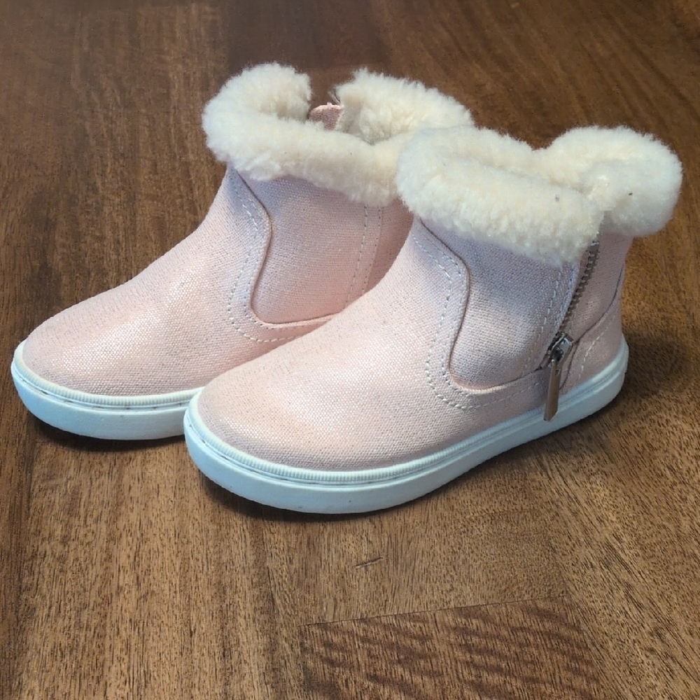 Pink Furry Ankle Boots